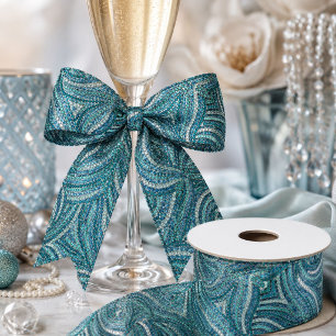 Stijlvolle Moderne Elegante Zilveren Turquoise Bla Satijnen Lint