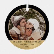 Stijlvolle moderne faux gouden kerstpaar foto