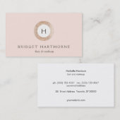 Stijlvolle Moderne FAUX Sequin en Blush Pink Monog Visitekaartje (Voorkant / Achterkant)