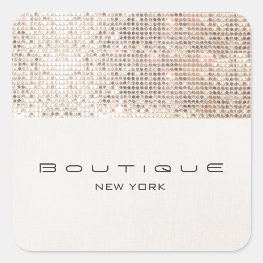 Stijlvolle moderne FAUX Silver Sequins Vierkante Sticker (Voorkant)