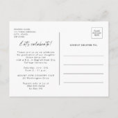 Stijlvolle moderne foto afstudeerfeest uitnodiging briefkaart (Achterkant)