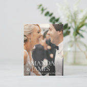 Stijlvolle moderne foto bruiloft Save the Date Cus Aankondigingskaart (Staand voorkant)