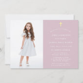 Stijlvolle moderne foto Roze Eerste Communie Kaart (Voorkant)