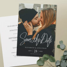 Stijlvolle moderne foto save the date trouwkaart