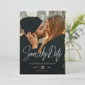 Stijlvolle Moderne Foto Save the Date Wedding Kaar (Staand voorkant)