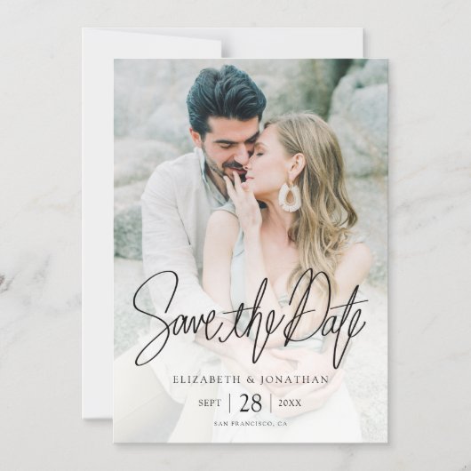 Stijlvolle Moderne Foto Save the Date Wedding Magnetische Uitnodiging (Voorkant)