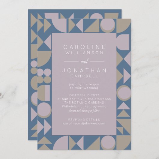 Stijlvolle moderne Geometrische Aarde Lila huwelij Kaart (Voorkant / Achterkant)