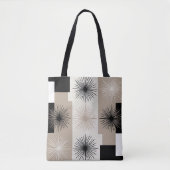 Stijlvolle moderne geometrische beige zwarte Starb Tote Bag (Voorkant)