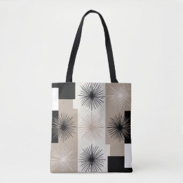 Stijlvolle moderne geometrische beige zwarte Starb Tote Bag