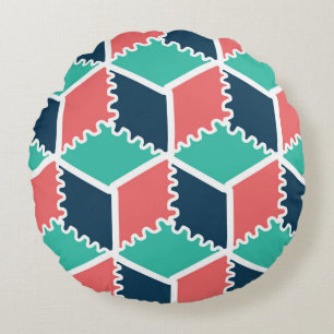Stijlvolle moderne geometrische kleur kubus rond kussen