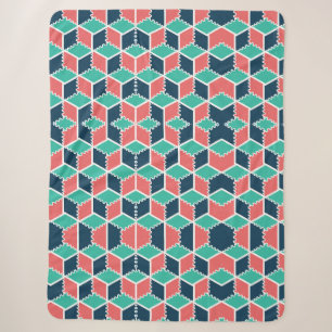 Stijlvolle moderne geometrische kleur kubus sherpa deken