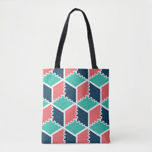 Stijlvolle moderne geometrische kleur kubus tote bag