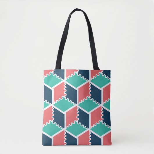 Stijlvolle moderne geometrische kleur kubus tote bag (Voorkant)