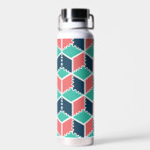 Stijlvolle moderne geometrische kleur kubus waterfles (Achterkant)