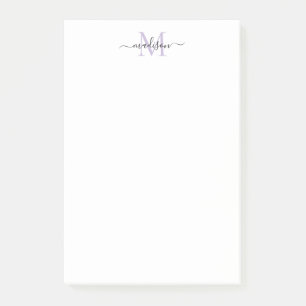 Stijlvolle moderne girly script monogram Paarse pa Post-it® Notes