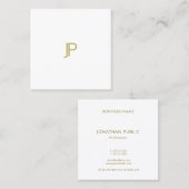 Stijlvolle, moderne Gold Monogram Professional-Sja Vierkante Visitekaartje (Voorkant / Achterkant)