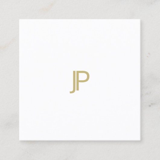 Stijlvolle, moderne Gold Monogram Professional-Sja Vierkante Visitekaartje (Voorkant)