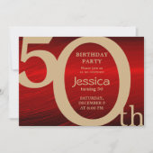 Stijlvolle, moderne gouden en rode feestdag kaart (Voorkant)