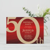 Stijlvolle, moderne gouden en rode feestdag kaart (Staand voorkant)