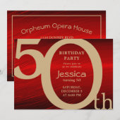 Stijlvolle, moderne gouden en rode feestdag kaart (Voorkant / Achterkant)