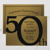 Stijlvolle Moderne Gouden en Zwarte Verjaardagsuit Kaart (Voorkant / Achterkant)