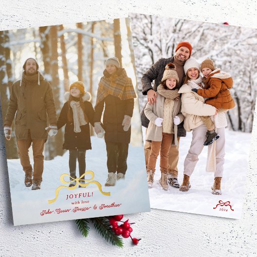 Stijlvolle moderne gouden kerstboog foto folie feestdagenkaart