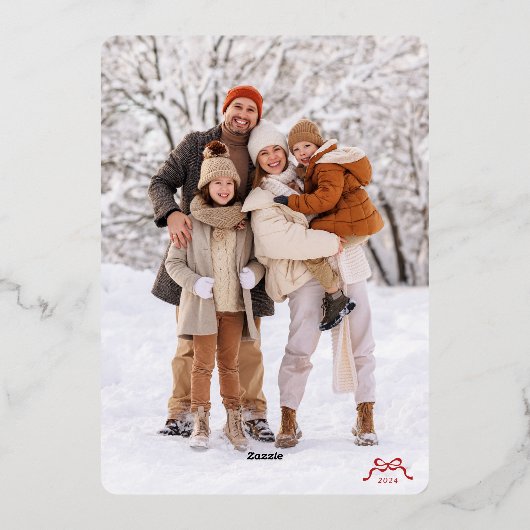 Stijlvolle moderne gouden kerstboog foto folie feestdagenkaart (Achterkant)