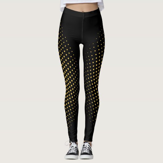 Stijlvolle Moderne Gouden Pixel Geometrisch Patroo Leggings (Voorkant)