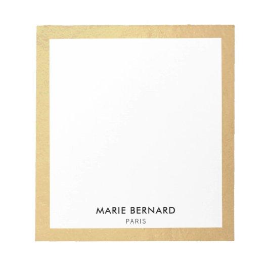 Stijlvolle, moderne, gouden rand op maat notitieblok (Voorkant)