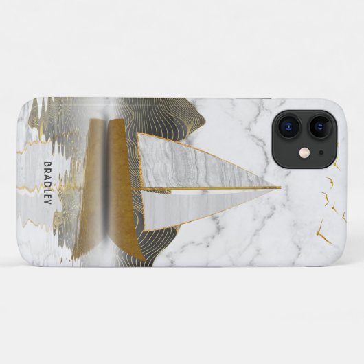 Stijlvolle, moderne goudkleurige jacht Case-Mate iPhone case (Achterkant (horizontaal))