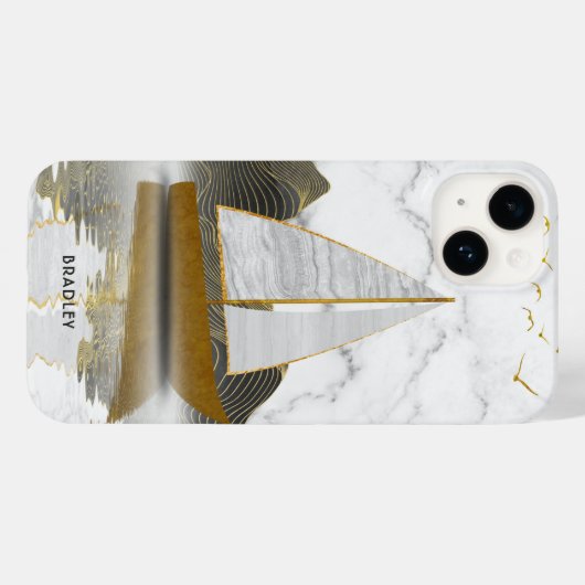 Stijlvolle, moderne goudkleurige jacht Case-Mate iPhone case (Achterkant (horizontaal))