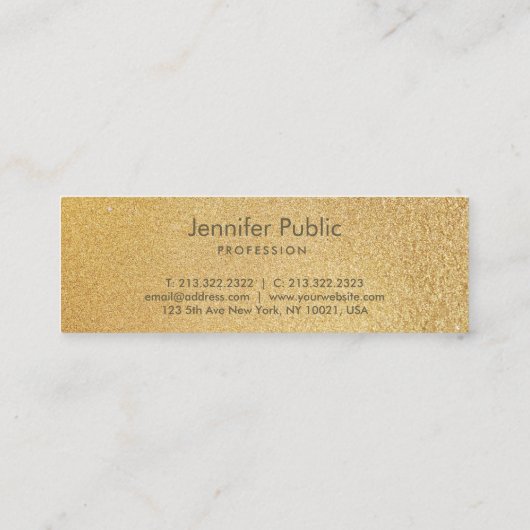 Stijlvolle, moderne goudkleurige Sjabloon met olie Mini Visitekaartje (Achterkant)