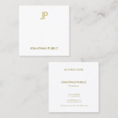 Stijlvolle, moderne goudmonogram, gladde platte lu vierkante visitekaartje (Voorkant / Achterkant)