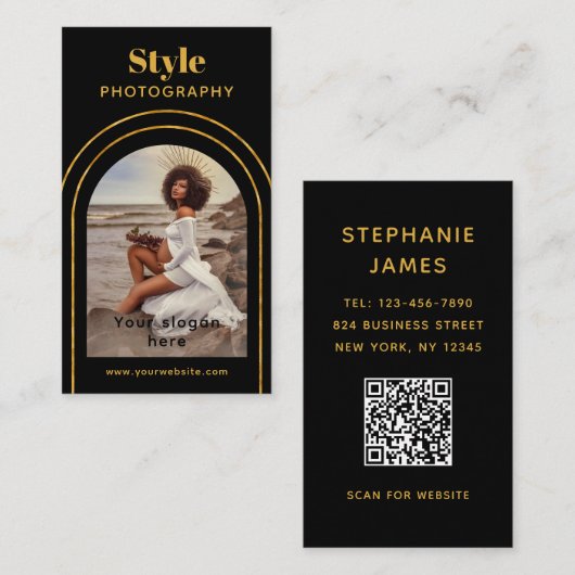 Stijlvolle moderne grafische QR-code voor script Visitekaartje (Voorkant / Achterkant)