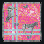 Stijlvolle, moderne grafische roze Oranje band Bandana<br><div class="desc">Stijlvolle en moderne chiffon bandana is voorzien van een chic bohemens eclectisch ontwerp met zebra's,  vlinders,  luipaard en bloemkool in fluo roze,  oranje en blauw en een elegant zwart-wit vinkje. Exclusief voor u ontworpen door Happy Dolphin Studio.</div>