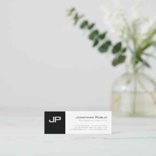 Stijlvolle Moderne Grafische Slanke Monogram Duide Mini Visitekaartje (Staand voorkant)