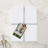 Stijlvolle moderne groene gouden kerst familie fot cadeaulabel (Met Touw)