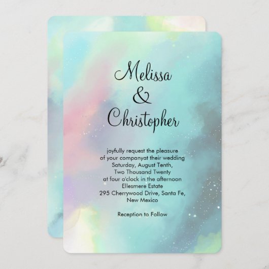 Stijlvolle moderne groene nebula Waterverf Abstrac Kaart (Voorkant / Achterkant)