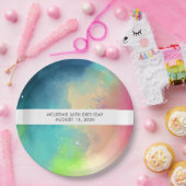 Stijlvolle moderne groene nebula Waterverf Abstrac Papieren Bordje (Feest)