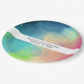 Stijlvolle moderne groene nebula Waterverf Abstrac Papieren Bordje (Gekanteld)