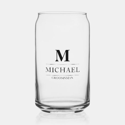 Stijlvolle Moderne Groomsmen Gifts Monogram Beste Blikvorm Glas (Voorkant)