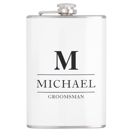 Stijlvolle Moderne Groomsmen Gifts Monogram Beste  Heupfles (Voorkant)