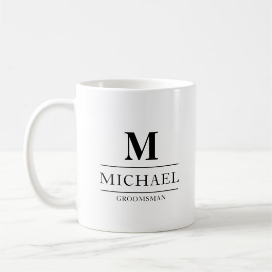Stijlvolle Moderne Groomsmen Gifts Monogram Beste  Koffiemok (Links)