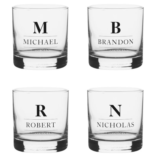 Stijlvolle Moderne Groomsmen Gifts Monogram Beste  Whisky Glas