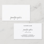 Stijlvolle Moderne Hand Script Naam Tekst Minimali Visitekaartje (Voorkant / Achterkant)