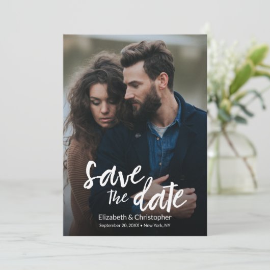 Stijlvolle moderne, handgeschreven QR CODE trouwwe (Staand voorkant)