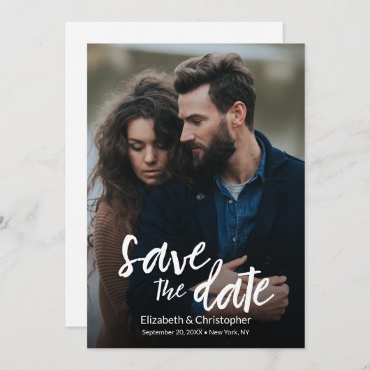 Stijlvolle moderne, handgeschreven QR CODE trouwwe (Voorkant / Achterkant)