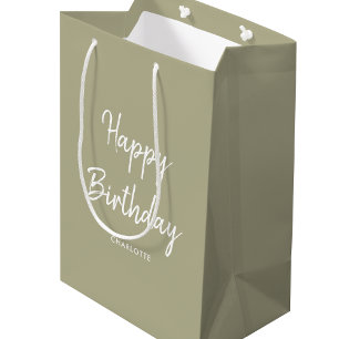 Stijlvolle moderne Happy Birthday Green Medium Cadeauzakje