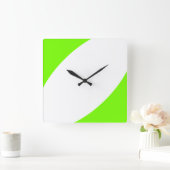 Stijlvolle moderne heldere limoengroene witte rond vierkante klok (Huis)