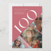 Stijlvolle moderne honderdste | 100e verjaardag 3 kaart (Voorkant)